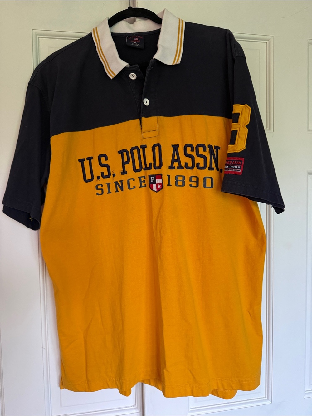 U.S. Polo Assn. Two-Tone Black and Yellow Rugby Polo